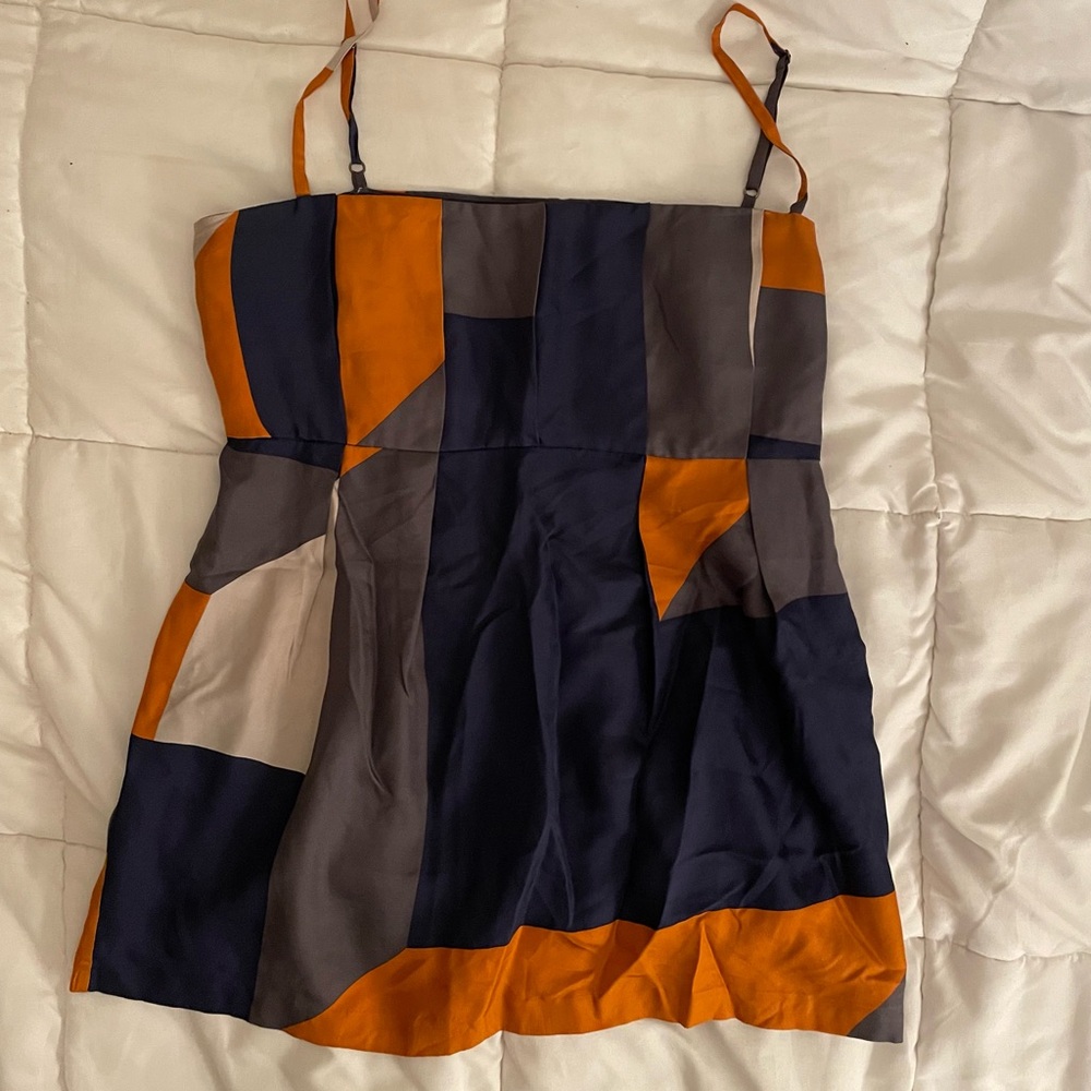 Ted Baker Asymmetrical top Navy and Orange
